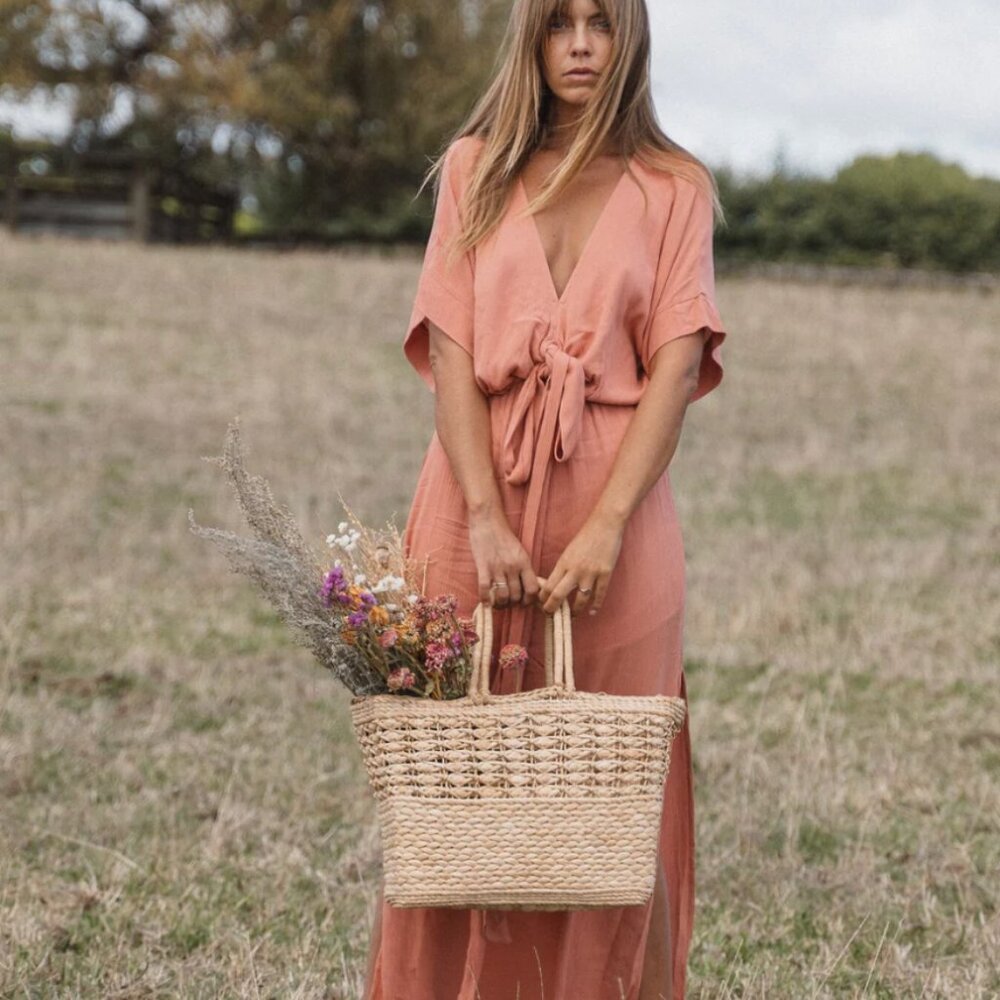 Hazel & Folk Melody Maxi Dress in Dusty Rose in L/XL Wedding Guest Bridesmaid